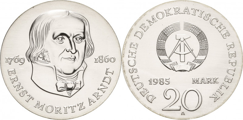 Gedenkmünzen
 20 Mark 1985. Arndt Jaeger 1605 Fast Stempelglanz