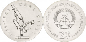 Gedenkmünzen
 20 Mark 1988. Zeiss Jaeger 1621 Fast Stempelglanz