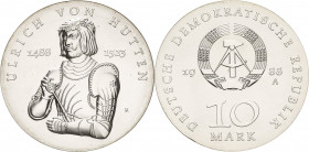 Gedenkmünzen
 10 Mark 1988. Hutten Jaeger 1622 Fast Stempelglanz