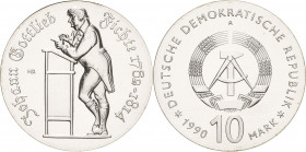Gedenkmünzen
 10 Mark 1990. Fichte Jaeger 1636 Fast Stempelglanz