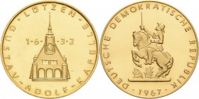Medaillen
 Goldmedaille 1967. (unsigniert) Gustav-Adolf-Kapelle in Lützen / Gustav II. Adolf zu Pferd. 26,5 mm, 14,91 g Ca. 900er Gold Slg. Whiting -...