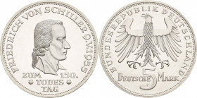 Gedenkmünzen
 5 DM 1955 F Schiller Jaeger 389 Fast vorzüglich/vorzüglich-Stempelglanz