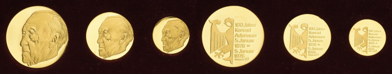 Gedenkmedaille
 Set zu 3 Goldmedaillen 1976. 100 Jahre Konrad Adenauer. Kopf na...