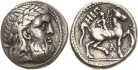 Makedonien Könige von Makedonien
Philipp II. 359-336 v.Chr Tetradrachme 3. Jhd. v. Chr Keltische Imitation. Zeuskopf nach rechts / Reiter nach rechts...