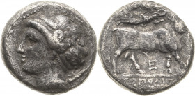 Kampanien Neapolis
 Didrachme 275/250 v. Chr. Kopf der Nymphe nach links / Stier nach rechts, darüber Nike, darunter E SNG Cop. - SNG ANS 415 HN 586 ...