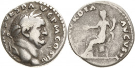 Kaiserzeit
Vespasian 69-79 Denar 72/73, Rom Kopf mit Lorbeerkranz nach rechts, IMP CAES VESP AVG PM COS IIII / Concordia sitzt nach links mit Patera ...