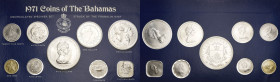 Bahamas
Elisabeth II. seit 1952 Münzset 1 Cent bis 5 Dollar 1971. Im Originaletui mit Zertifikat KM 2-8, 22-24 Prägefrisch
