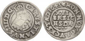 Dänemark
Christian IV. 1588-1648 1/16 Rigsdaler 1643, Glückstadt Hede 176 A Lange 50 b Sehr schön