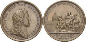 Frankreich
Ludwig XIV. 1643-1715 Bronzemedaille 1656 (J. Mauger) Auf die Errichtung des l'Hôpital Général für die Waisenkinder. Kopf nach rechts / St...