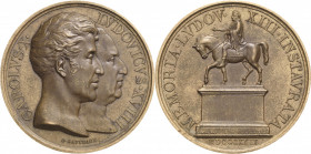Frankreich
Karl X. 1824-1830 Bronzemedaille 1829 (Gatteaux) Errichtung des Reiterstandbildes für Ludwig XIII. in Paris. Köpfe von Karl X. und Ludwig ...