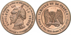 Frankreich
Napoleon III. 1852-1870 Bronzemedaille 1870 (Sedan) Satirische Medaille. Kopf mit Pickelhaube nach links / Eule. 32 mm, 11,61 g Collignon ...