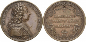 Großbritannien
George II. 1727-1760 Bronzemedaille 1744 (Dassier) Auf Johannes Bernard Eques, Lord Major von London. Brustbild nach rechts / 3 Zeilen...