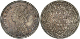 Großbritannien-Britisch Indien
Victoria 1837-1901 2 Annas 1889. Lichtenrader Prägung KM 488 Prachtexemplar mit feiner Patina. Prägefrisch