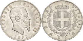 Italien-Königreich
Vittorio Emanuele II. 1859/1861-1878 5 Lire 1871, M-Mailand Davenport 140 Montenegro 175 CNI 101 KM 14.3 Sehr schön+