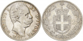 Italien-Königreich
Umberto I. 1878-1900 2 Lire 1882, R-Rom Montenegro 36 CNI 10 KM 23 Sehr schön-vorzüglich