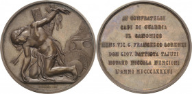 Italien-Königreich
Umberto I. 1878-1900 Bronzemedaille 1886 (Pieroni) Heiliger Sebastian. Martyriumsszene / 7 Zeilen Schrift. 52,5 mm, 75,36 g. Im Or...