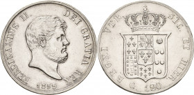 Italien-Neapel und Sizilien
Ferdinand II. 1830-1859 120 Grana 1859, Neapel Montenegro 822 Fabrizi 503/8 Davenport 175 Pagani 225 Seltener Jahrgang. F...