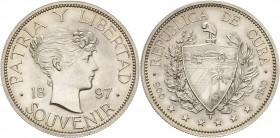 Kuba
 Peso 1897. Peso "Souvenir" KM M 3 Auflagenhöhe: 4856 Exemplare. Seltenes und prachtvolles Exemplar. Fast prägefrisch/prägefrisch
