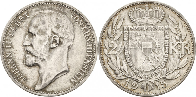 Liechtenstein
Johann II. 1858-1929 2 Kronen 1915. HMZ 2-1377 b KM 2 Vorzüglich-...