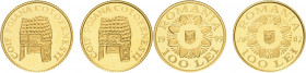 Rumänien
Republik seit 1990 100 Lei 1999 und 2002, Bukarest Colf Poiana Cotofenesti. 1,17 und 1,16 g KM 152, 198 Friedberg 27 a, - GOLD. 2 Stück. Pol...