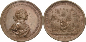 Russland
Peter I. der Große 1689-1725 Bronzemedaille 1720 (spätere Prägung) (M.Kuchkin) Auf die Eroberung von vier schwedischen Fregatten in der Sees...