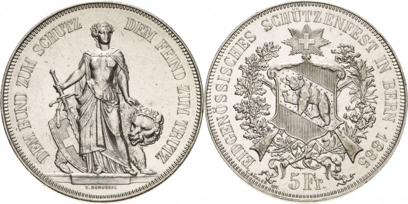 Schweiz-Eidgenossenschaft
 5 Franken 1885. Schützentaler. Divo S17 HMZ 2-1343 o...