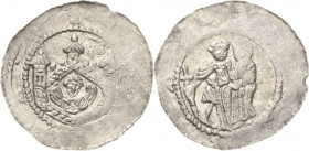 Böhmen
Wladislaus I. 1110-1113 Denar Engel unter Giebel / Hl. Wenzel (?) mit Schwert und Mantel gegenüber einer weiteren Person Cach - Slg. Donebauer...