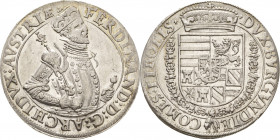 Habsburg
Erzherzog Ferdinand 1564-1595 Taler o.J. Hall Voglhuber 87/IV var. Davenport 8097 M./T. 270 Prachtexemplar. Fast prägefrisch