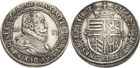 Habsburg
Erzherzog Maximilian 1612-1618 1/4 Taler 1613, Hall M./T. 410 Sehr selten. Vorzüglich