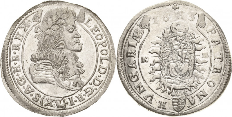 Habsburg
Leopold I. 1657-1705 15 Kreuzer 1683, KB-Kremnitz Herinek 1050 Huszar ...