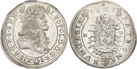 Habsburg
Leopold I. 1657-1705 15 Kreuzer 1683, KB-Kremnitz Herinek 1050 Huszar 1435 Prachtexemplar. Min. Zainende, Stempelglanz