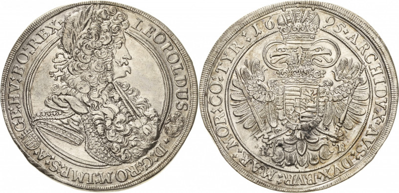 Habsburg
Leopold I. 1657-1705 Taler 1695, KB-Kremnitz Voglhuber 225/VI Huszar 1...