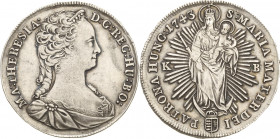 Habsburg
Maria Theresia 1740-1780 1/2 Taler 1743, KB-Kremnitz Eypeltauer 244 Huszar 1682 Revers leicht justiert, fast vorzüglich
