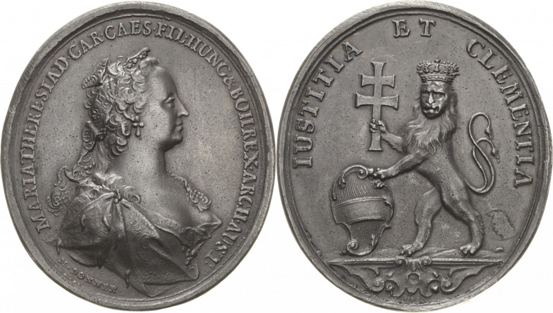 Habsburg
Maria Theresia 1740-1780 Zinnmedaille o.J. (1743) (Donner) Böhmische K...