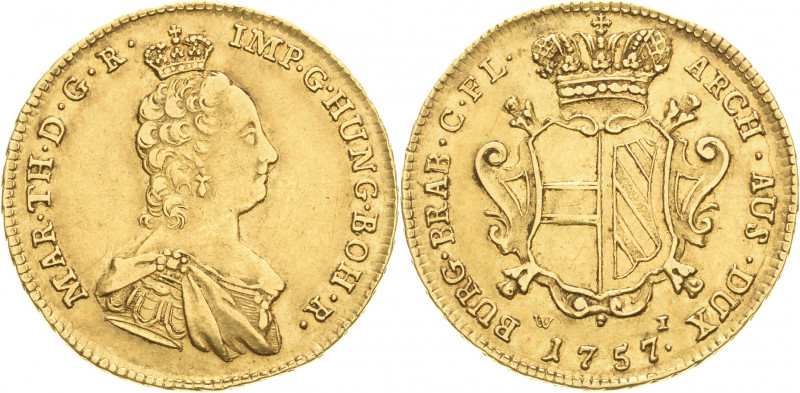 Habsburg
Maria Theresia 1740-1780 2 Souverains d'or 1757, WI-Wien Eypeltauer 41...