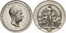Kaiserreich Österreich
Franz Joseph I. 1848-1916 Versilberte Bronzemedaille 1877 (C. Radnitzky) Eröffnung des Neubaus der Akademie der bildenden Küns...