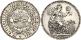 Kaiserreich Österreich
Franz Joseph I. 1848-1916 Silbermedaille 1883 (Leisek) 3. Niederösterreichische Landesschießen in Baden. Stadtwappen / Thronen...