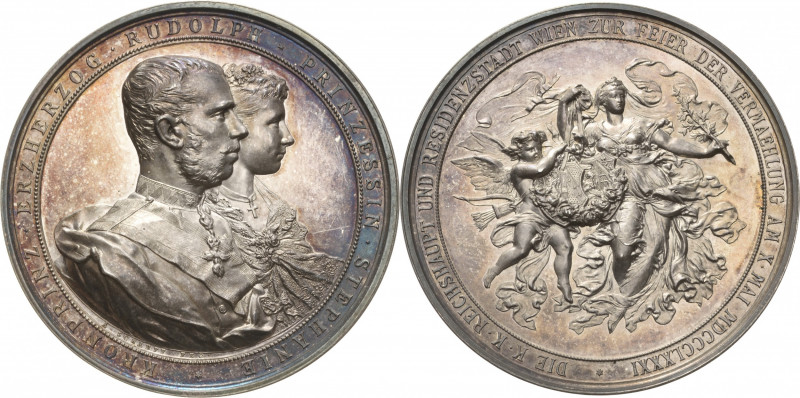Kaiserreich Österreich
Kronprinz Rudolf 1858-1889 Silbermedaille 1881 (A. Schar...