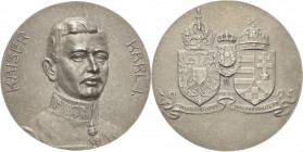 Kaiserreich Österreich
Karl. I. 1916-1918 Silbermedaille o.J. (1916) (unsigniert) Wahlspruchmedaille. Brustbild halbrechts / Drei bekrönte Wappen, da...