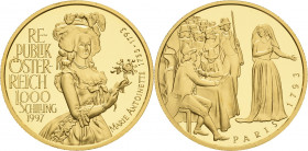 Österreich
 1000 Schilling 1997. Marie Antoinette. Lose in Kapsel Friedberg 926 Schön 238 GOLD. 16.10 g. Polierte Platte