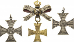 Anhalt-Medaillen
 Abzeichen o.J. Ehrenkreuz für 25 Jahre Treue im Landwehrverein Jessen 1871. 65,5 x 47 mm (mit Spange), 12,02 g. Mit Öse, dekorative...