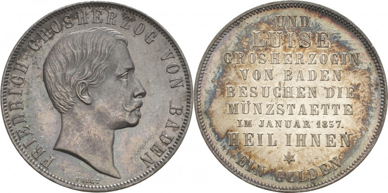 Baden-Durlach
Friedrich als Großherzog 1856-1907 Gulden 1857, Karlsruhe Münzbes...