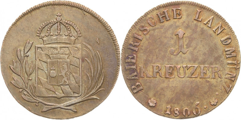 Bayern
Maximilian I. Joseph 1806-1825 Kreuzer 1806. Für Tirol AKS 54 Jaeger 1 a...