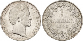 Bayern
Ludwig I. 1825-1848 1/2 Gulden 1838, München AKS 79 Jaeger 61 Sehr schön+