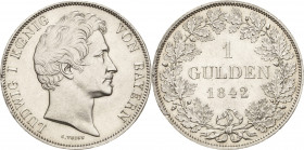 Bayern
Ludwig I. 1825-1848 Gulden 1842, München AKS 78 Jaeger 62 Äußerst selten in dieser Erhaltung. Min. Schrötlingsfehler am Rand, prägefrisch