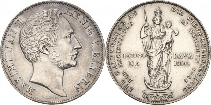 Bayern
Maximilian II. Joseph 1848-1864 Doppelgulden 1855, München Mariensäule A...