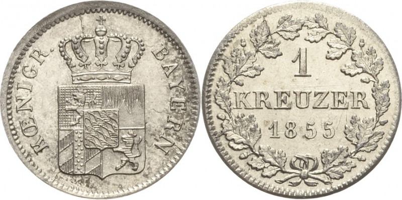 Bayern
Maximilian II. Joseph 1848-1864 Kreuzer 1855, München Lichterader Prägun...