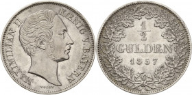 Bayern
Maximilian II. Joseph 1848-1864 1/2 Gulden 1857, München AKS 152 Jaeger 81 Seltener Jahrgang. Sehr schön-vorzüglich