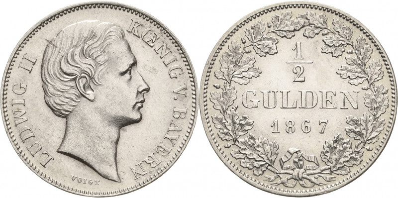 Bayern
Ludwig II. 1864-1886 1/2 Gulden 1867, München AKS 180 Jaeger 102 Prachte...