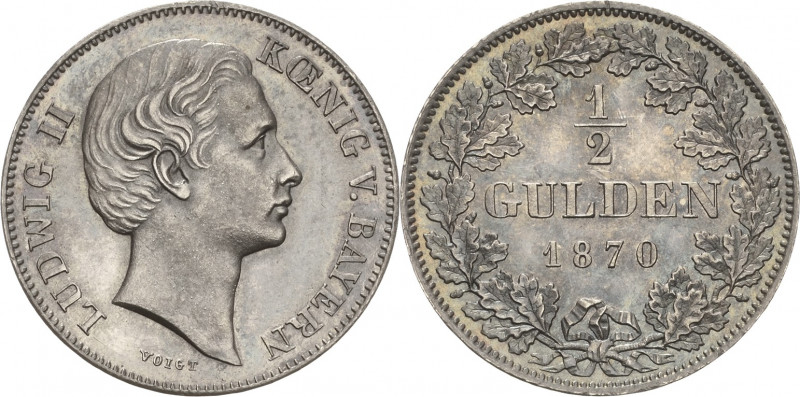 Bayern
Ludwig II. 1864-1886 1/2 Gulden 1870, München AKS 180 Jaeger 102 Prachte...